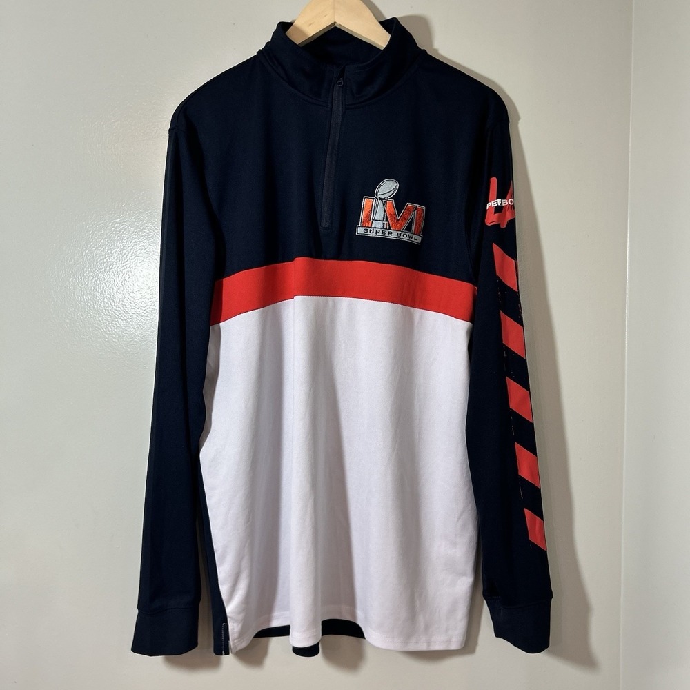 NFL Team Apparel Super Bowl LVI Light Jacket Men's 1/4 Zip L  Embroidered Logo